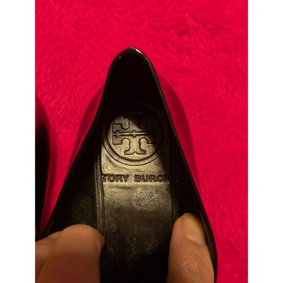 Tory Burch Black Jelly Ballet Flats Pom Pom Gem Embellished Shoes Women’s 7.5 - Picture 4 of 9